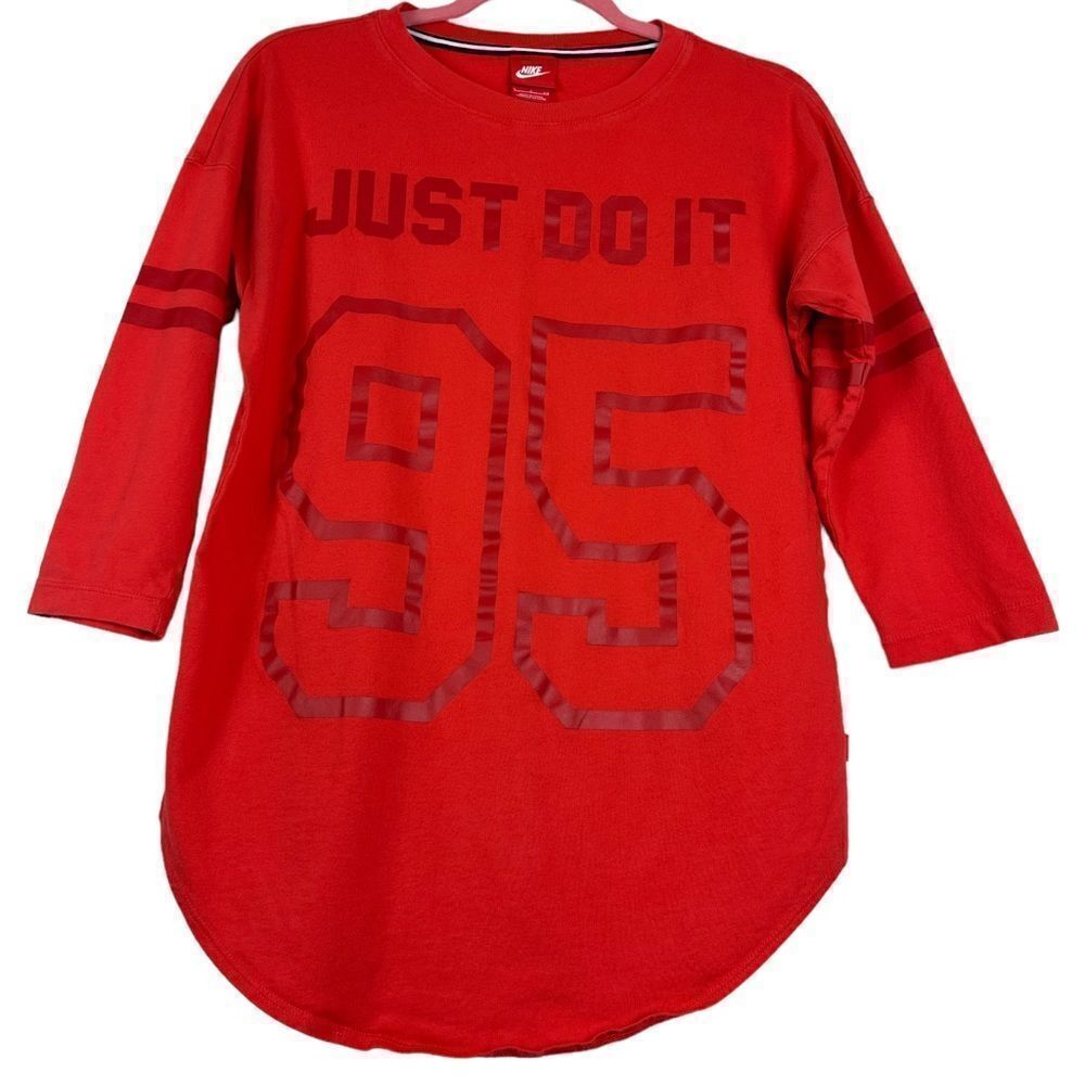 Nike 95 Just Do It Bright Red Baseball Tee - Picture 2 of 4